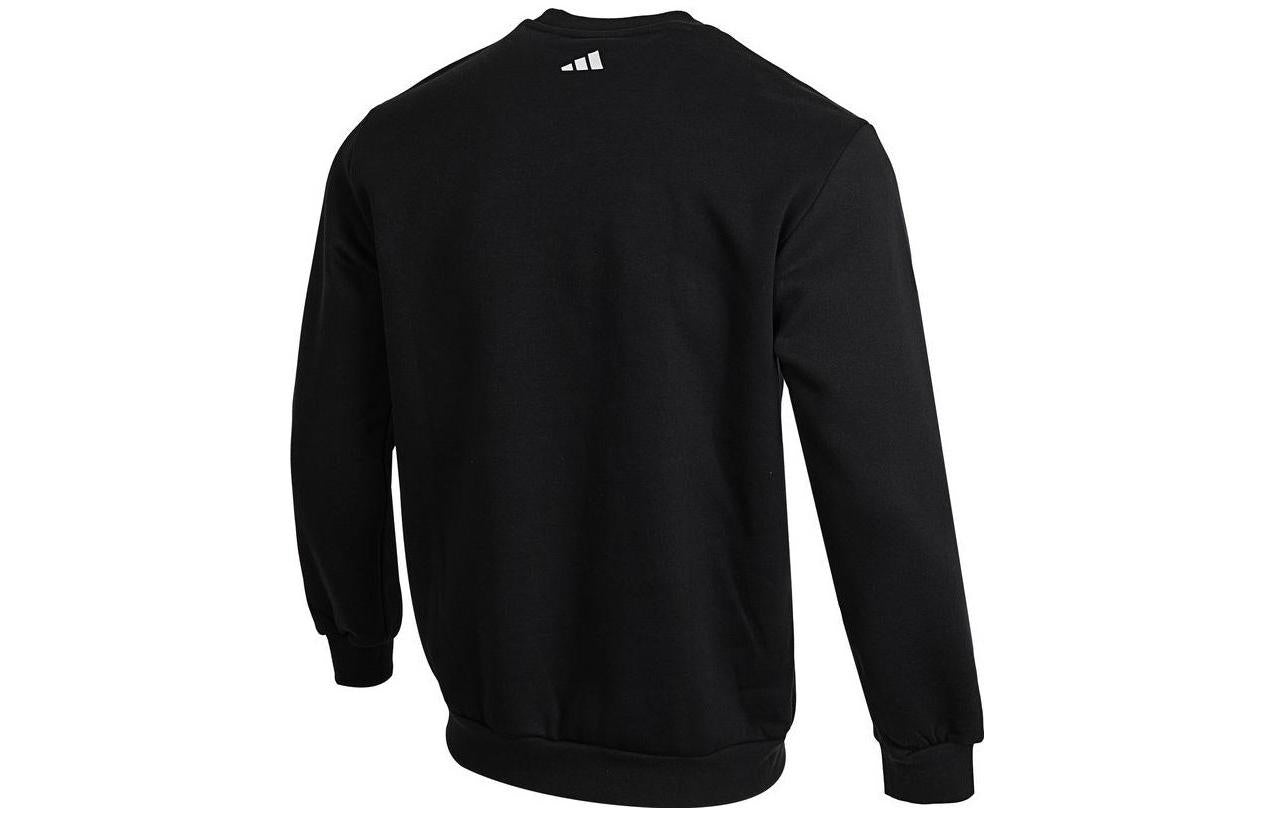 بلوفر adidas Gradient Solid Color Neck Round Neck بأكمام طويلة للرجال باللون الأسود IA6677