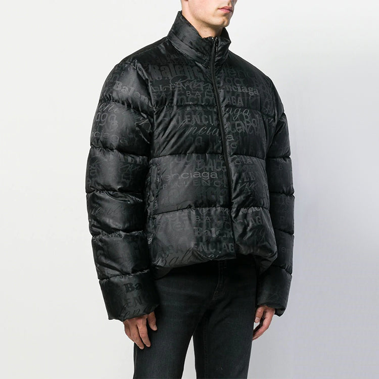 Balenciaga Embroidered Logo Puffer Jacket 'Black' 582998TFO061000