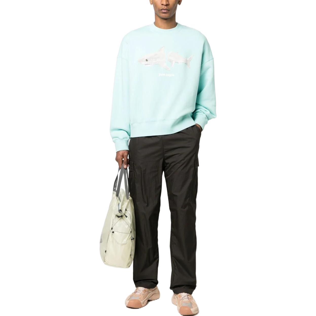 Palm Angels Split Shark Crew Sweater 'Blue White' PMBA026S23FLE0054001