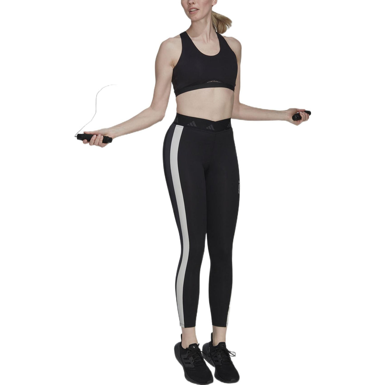 (WMNS) adidas Hyperglam Training Techfit 7/8 Leggings Asia Sizing 'Black White' HZ6955