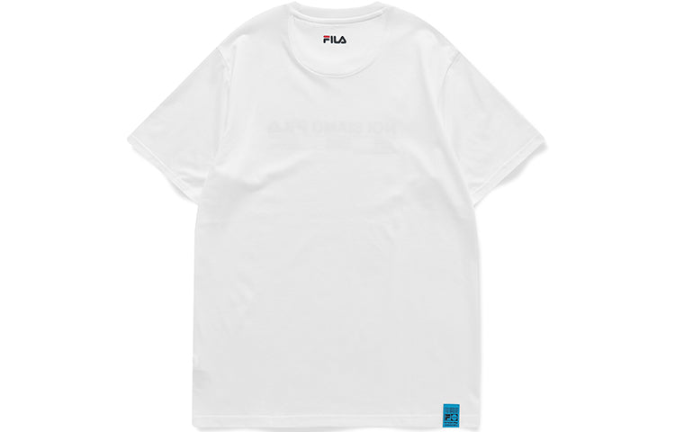 Men's FILA FUSION Alphabet Printing Sports Round Neck Short Sleeve White T61M031104A-WT