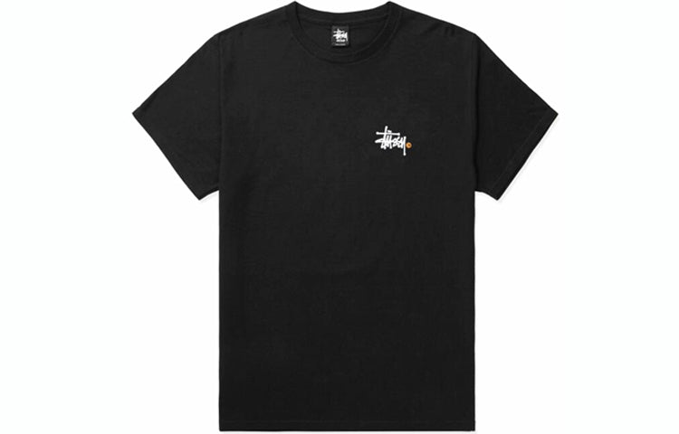 Stussy Basic Tee Orange Yellow C Logo Back Printing Casual Short Sleeve Unisex Black 1903712