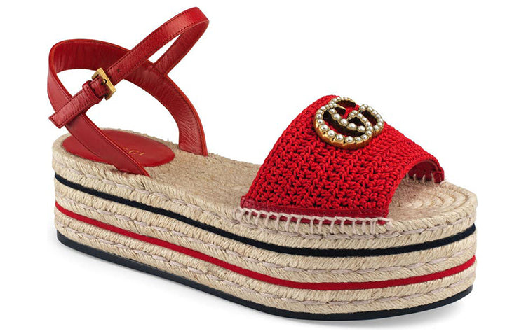 (WMNS) Gucci Lilibeth GG Platform Espadrille Sandal 'Red' 551880-9SR30-6465