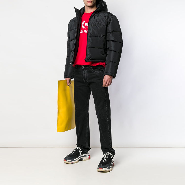 Balenciaga Small Logo Print Down Jacket 'Black' 556231TYD331000