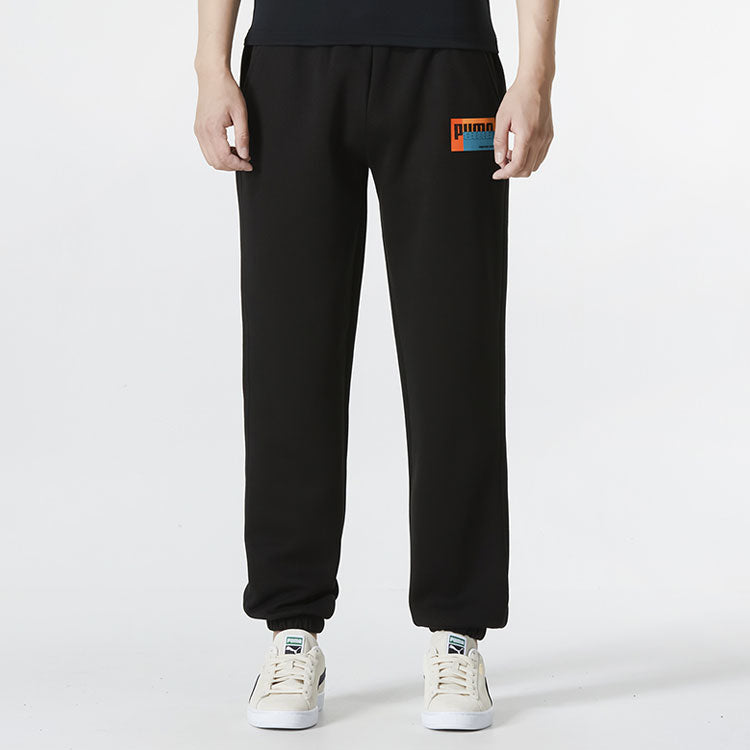 PUMA Graphic Logo Sweatpants 'Black' 673604-01