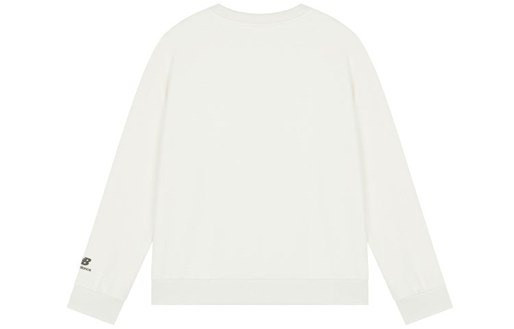 New Balance Alphabet Logo Printing Sports Round Neck Pullover White AMT21360-IV