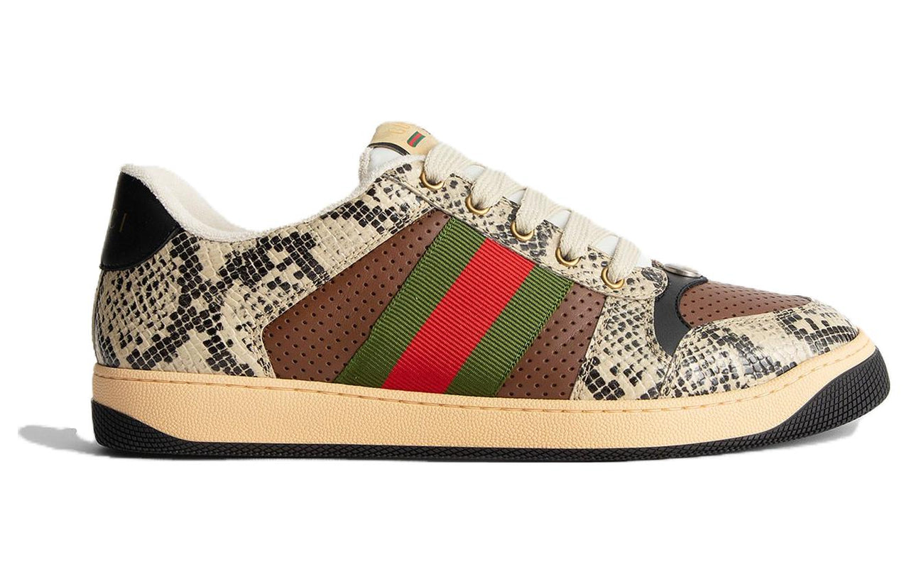 Gucci Screener Python-embossed Leather Sneakers 'Beige Black Brown' 698605-19YC0-9781