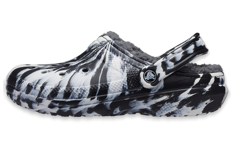 (WMNS) Crocs Classic Lined Clog Outdoor Sandals 'Marbled White Black' 207180-103