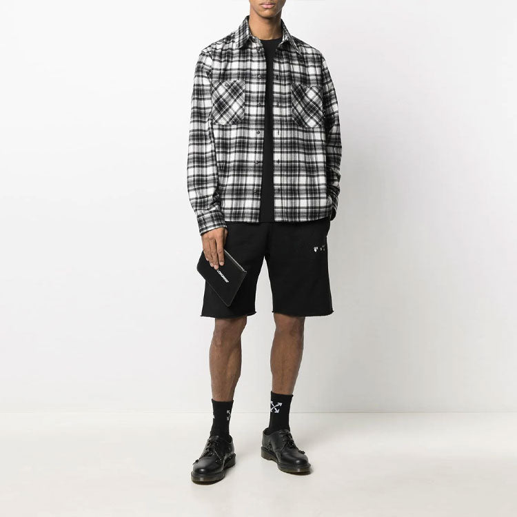 Off-White SS21 Plaid Long Sleeves Shirt Black OMGA133R21FAB0021000