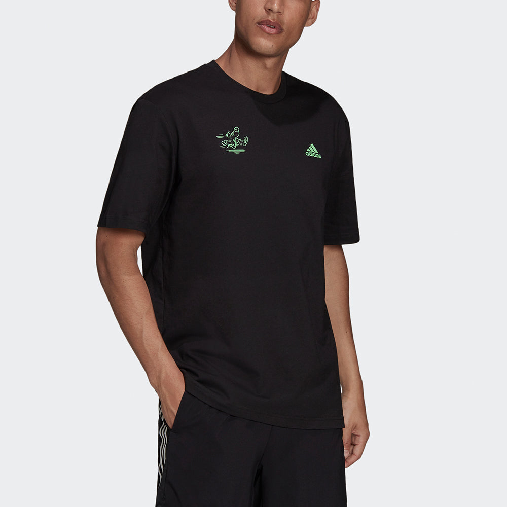 Men's adidas Sig Gfx 1 Casual Sports Breathable Printing Short Sleeve Black T-Shirt GV1348