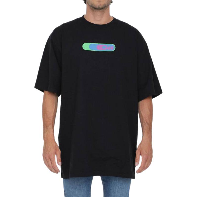 Men's Off-White SS22 Logo Printing Round Neck Pullover Short Sleeve Loose Fit Black T-Shirt OMAA125S22JER0031055