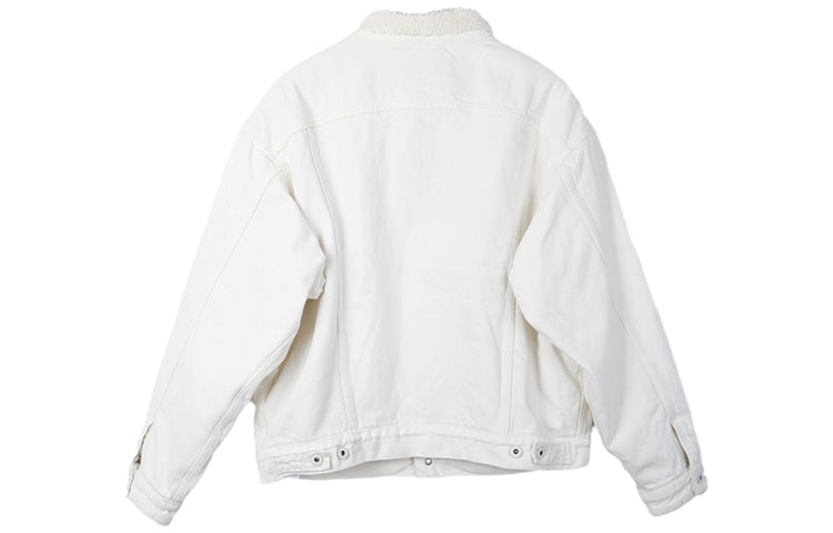 Men's Levis lamb wool lapel Long Sleeves Denim Jacket White 21261-0001