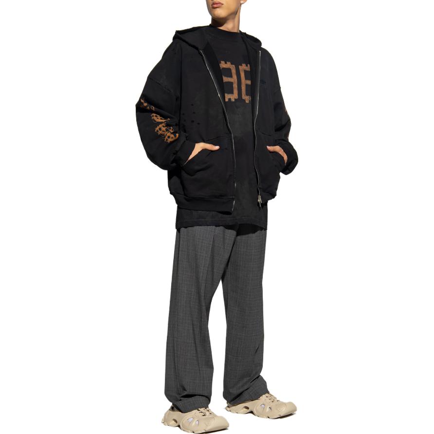 Balenciaga Heavy Metal Zip-Up Hoodie 'Black' 744455TOVD81055