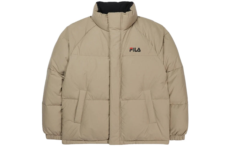 FILA Stay Warm Sports Stand Collar Reversible Down Jacket Couple Style Beige FS2DJC4103X-NBG