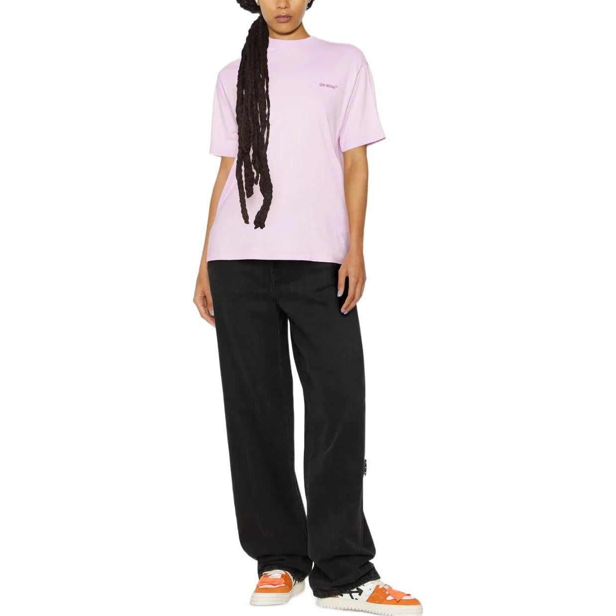 (WMNS) Off-White Diag-Print Short-Sleeved T-shirt 'Light Pink' OWAA049F22JER0013632