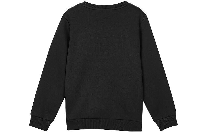 (GS) Skechers Colorful Casual Series Letter Round Neck Fleece Pullover Sweater 'Black White' L423K098-0018