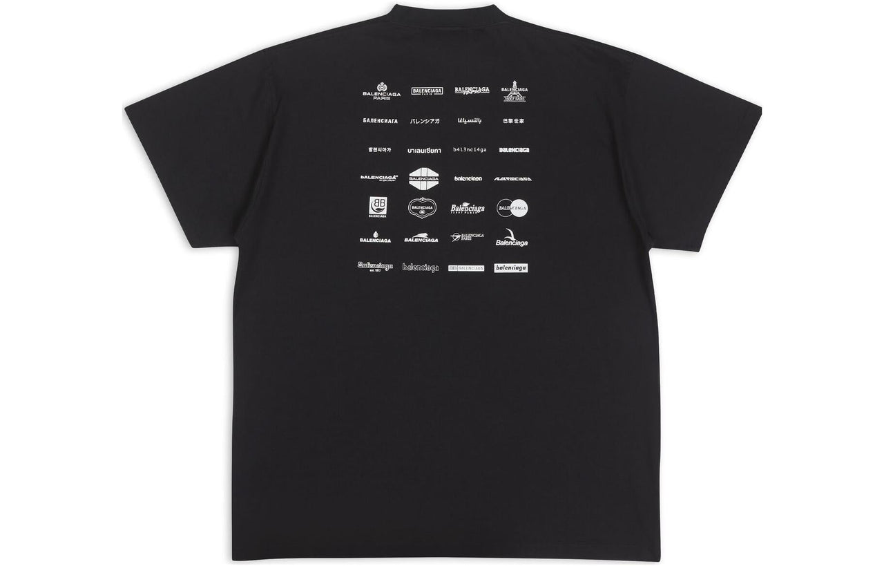 Balenciaga Archives Logos T-Shirt Oversized 'Black' 712398TNVQ71070