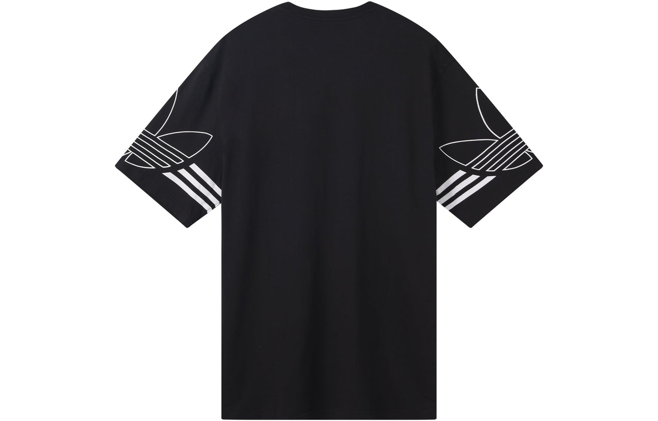 adidas originals Outline Tee Round Neck Short Sleeve Black DU8145