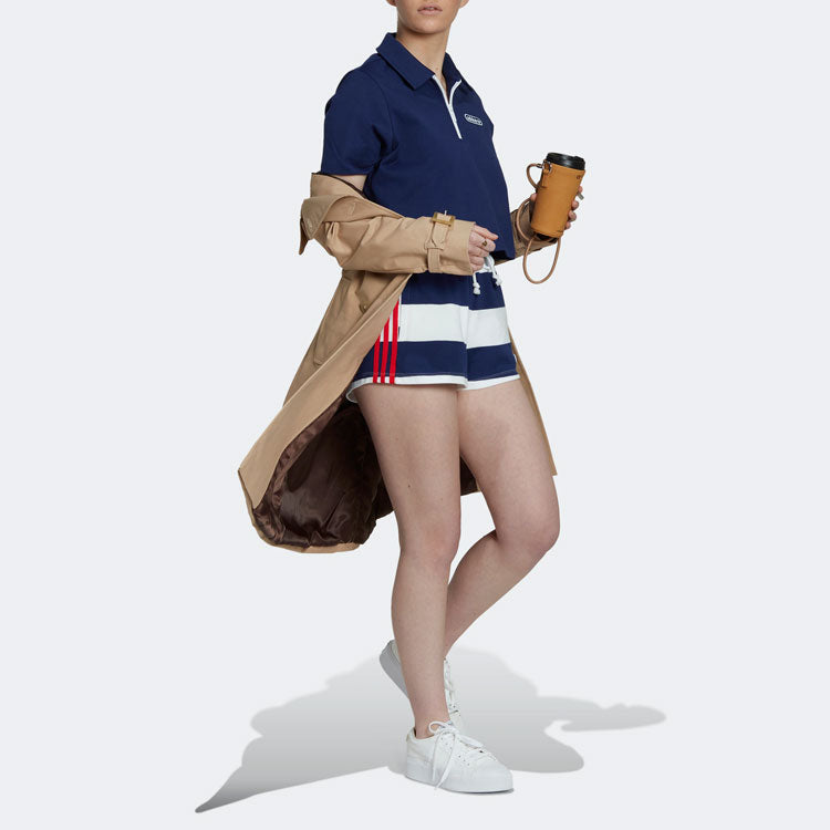 (WMNS) adidas Original Crop Zip Polo Shirt 'Night Sky' HL6572