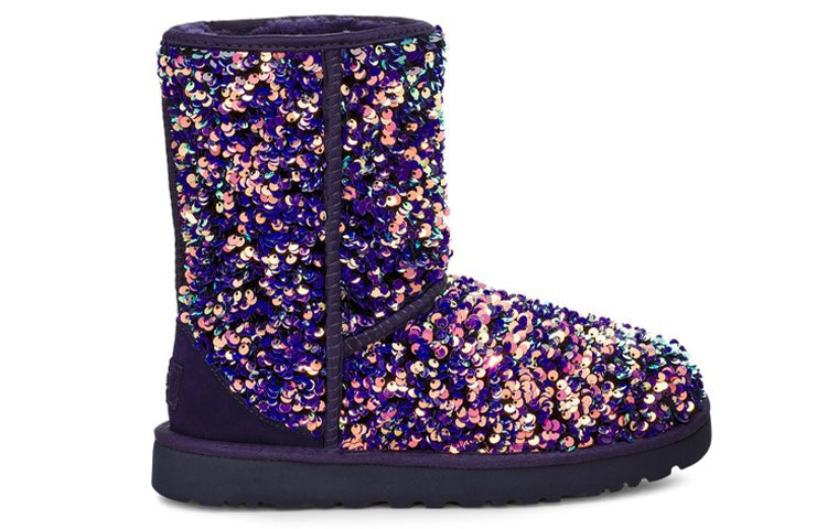 (WMNS) UGG Classic Short Stellar Sequin Snow Boots Black/Blue/Purple 1112514-MDL