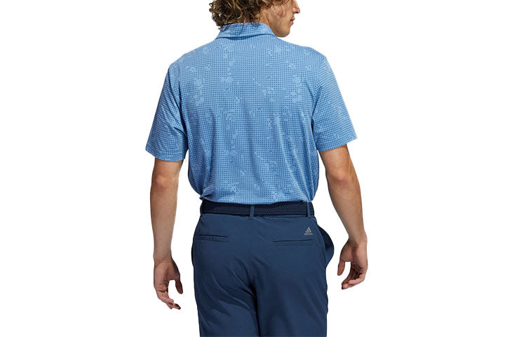 adidas Night Camo Polo Golf Sports Short Sleeve Polo Shirt Blue GU2666