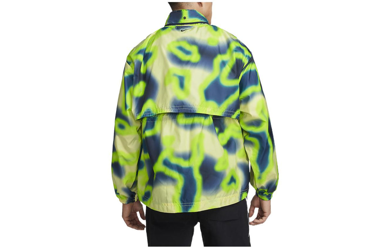 Nike Contrasting Colors Bloom Printing Stand Collar Sports Jacket Green DM2165-821