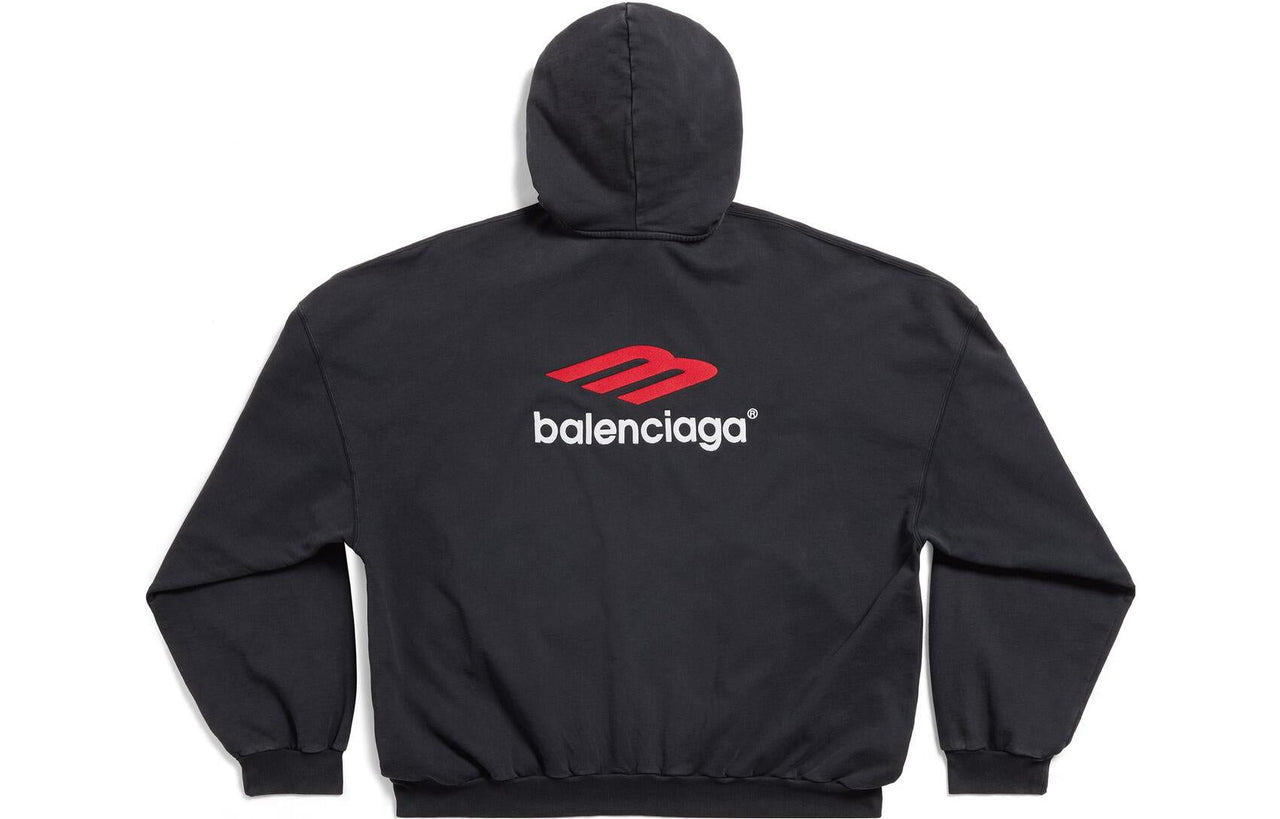 Balenciaga 3B Sports Icon Hoodie Oversized 'Black Red White' 739024TPVD81470