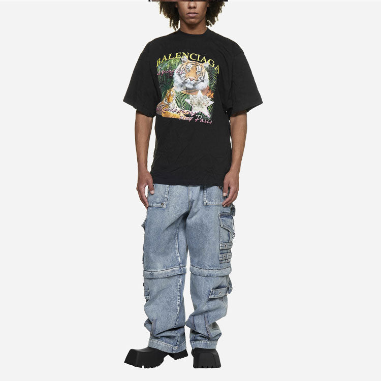 Balenciaga Year of the Tiger Logo T-Shirt 'Black' 681314TLVH21000