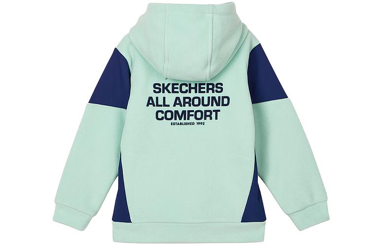 (GS) Skechers Letter Color-blocked Hoodie 'Teal Navy' L423B005-01P9