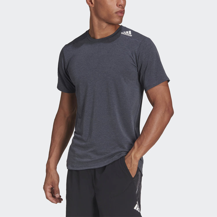 Men's adidas Solid Color Athleisure Casual Sports Round Neck Short Sleeve Gray T-Shirt HB9205