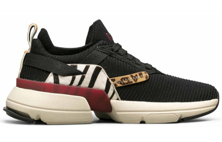 (WMNS) Skechers Split Running Shoes Black/White/Red 133017-BMLT