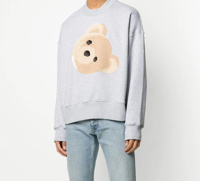 Men's PALM ANGELS Teddy Bear Patch Sweatshirt Printing Long Sleeves Gray PMBA026R206310310788