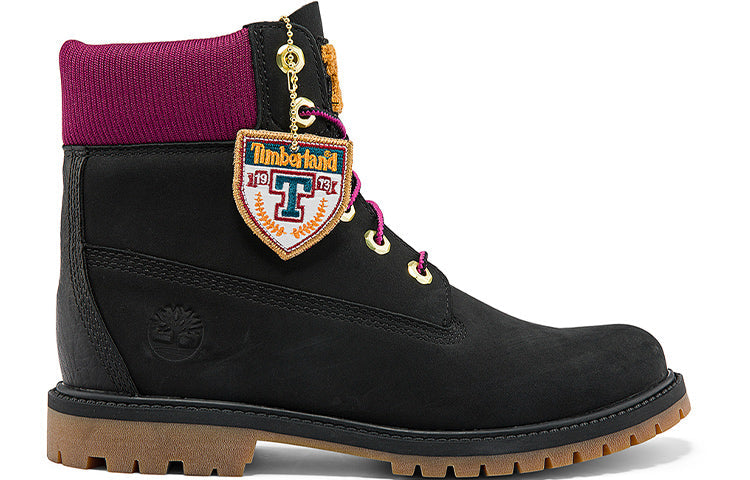 (WMNS) Timberland Heritage 6 Inch Waterproof Boots 'Black Nubuck with Pink' A44KXW