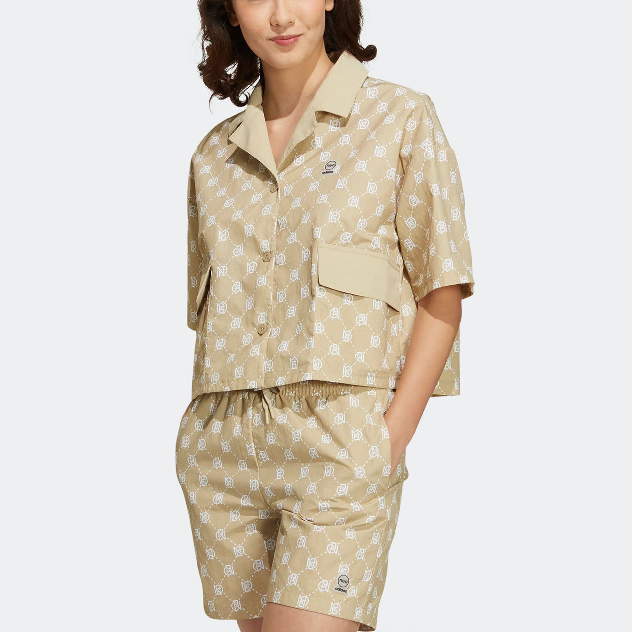 (WMNS) adidas Neo Lapel Loose Breathable Sports Casual Polo Shirts 'Beige' IB5842