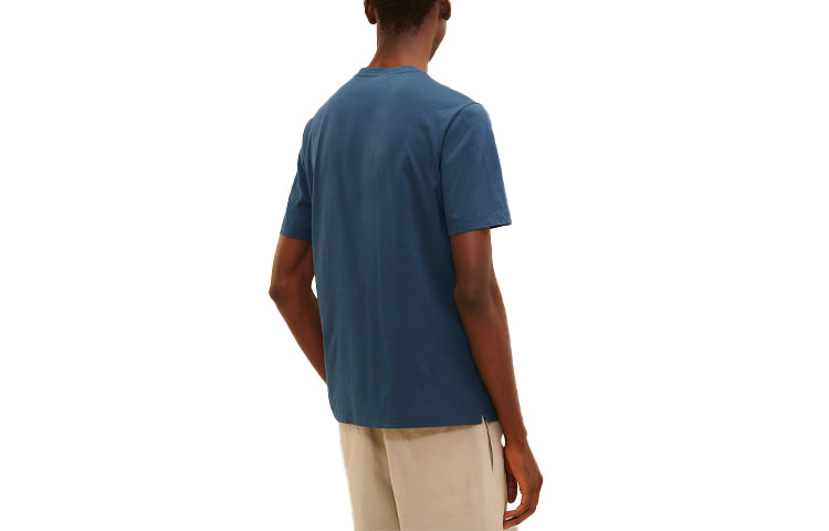 Men's HERMES Hello Mr Farrier Series Printing Round Neck Short Sleeve Dark Sea Blue T-Shirt H157861HA67