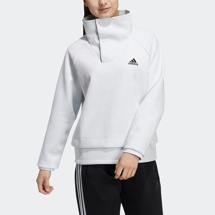 (WMNS) adidas Logo Printing Solid Color High Collar Hoodie White H07400