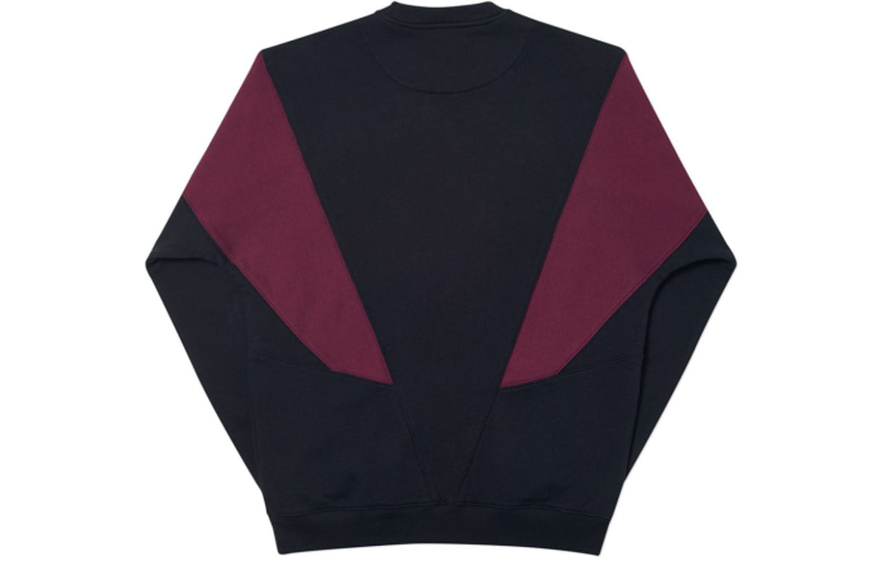 PALACE Droppeth Crew Black/Burgundy Logo Printing Colorblock Long Sleeves Unisex Black P18FW182