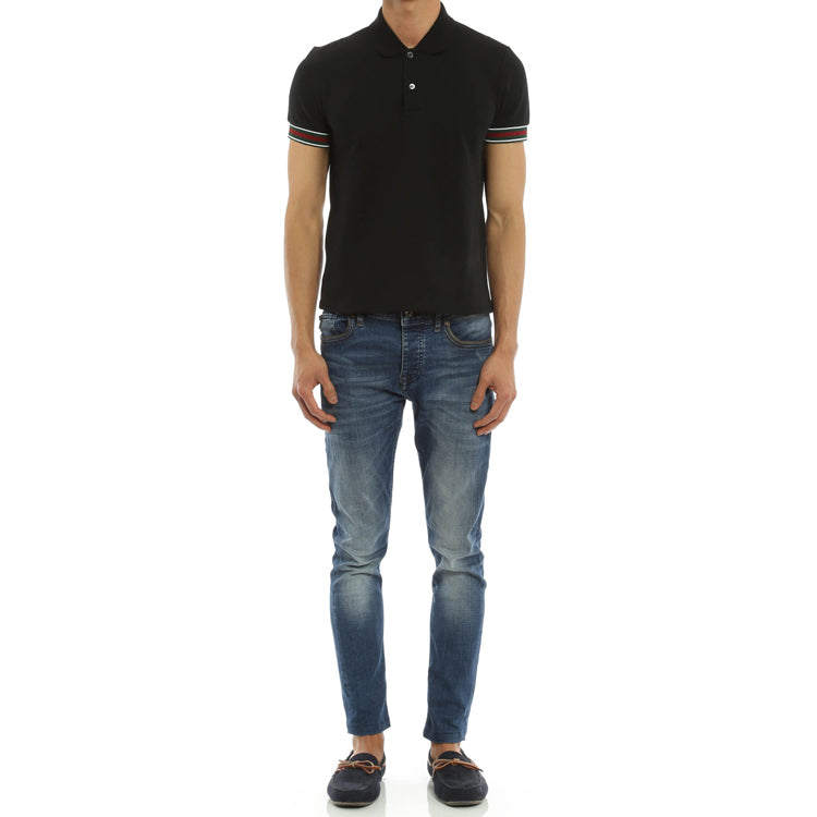 Men's Gucci Webbing Black Polo Shirt 408403-X7335-1060