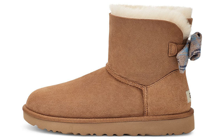 (WMNS) UGG Mini Bailey Bow Plaid Ribbon 1119115-CHE