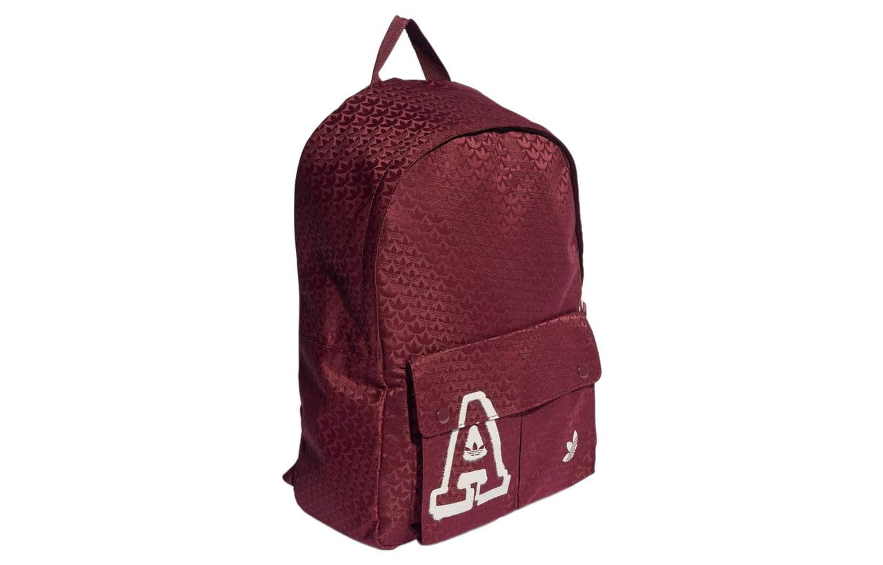 (WMNS) adidas Trefoil Jacquard Monogram Backpack 'Burgundy' IC2087
