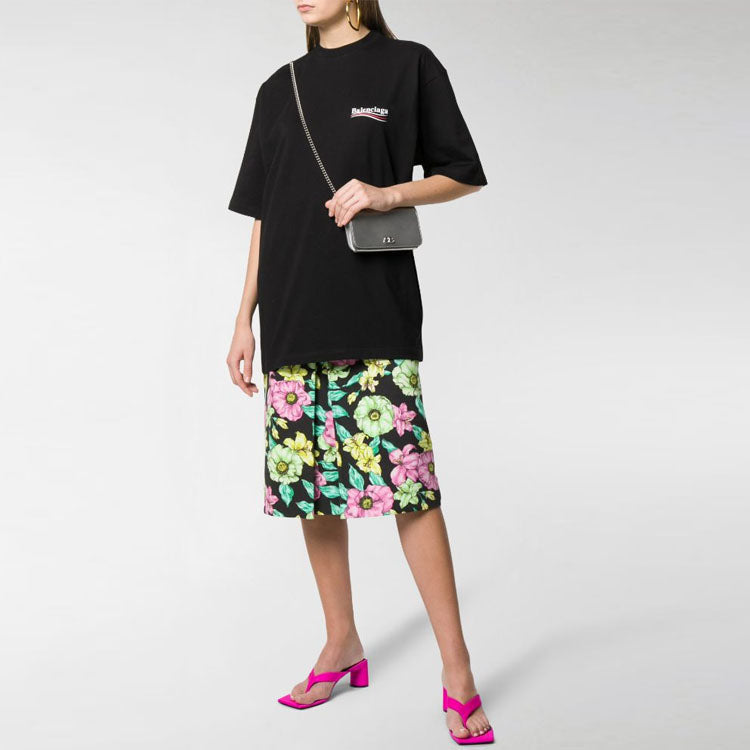 Balenciaga Political Campaign Printing Large Version Short Sleeve Black 620941TIV521070