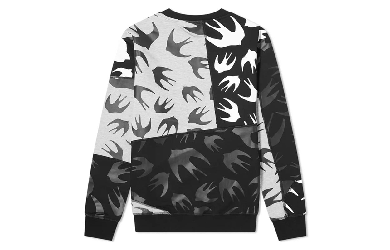 Men's McQ Alexander McQueen Swallow Printing Pattern Round Neck Long Sleeves Colorblock 477017-RPT49-1073