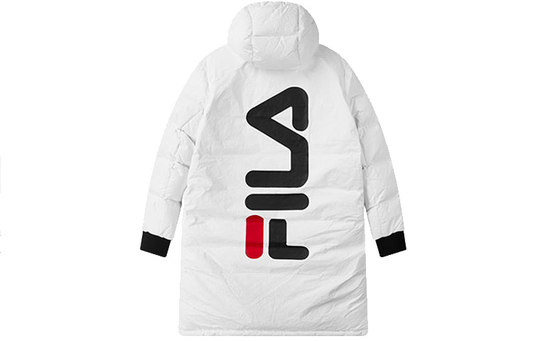 FILA Loose Casual mid-length Stay Warm Down Jacket Couple Style White F11U048956F-WT