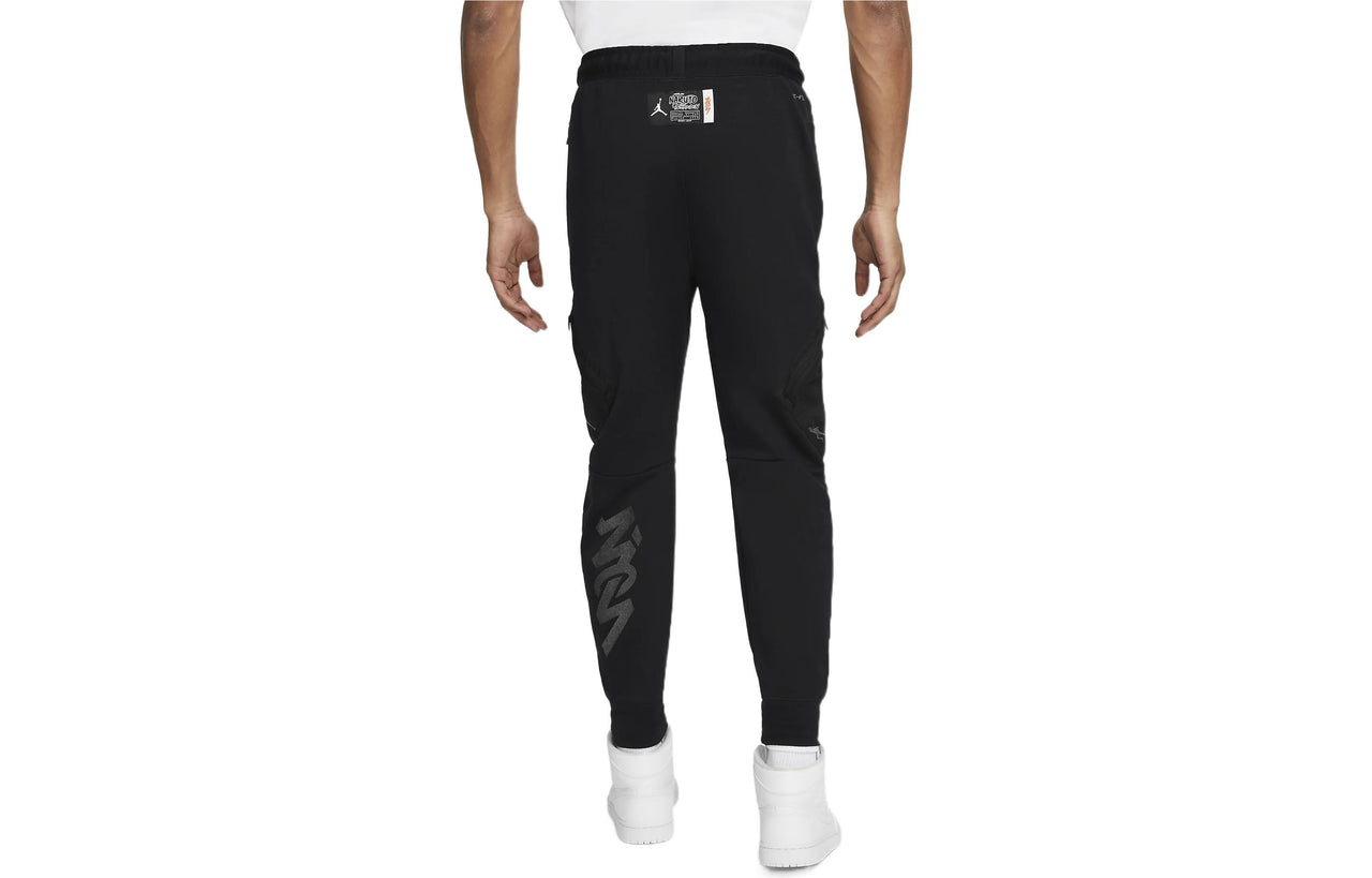Men's Air Jordan x Zion Naruto Crossover Solid Color Alphabet Lacing Athleisure Casual Sports Pants Black DO6599-010