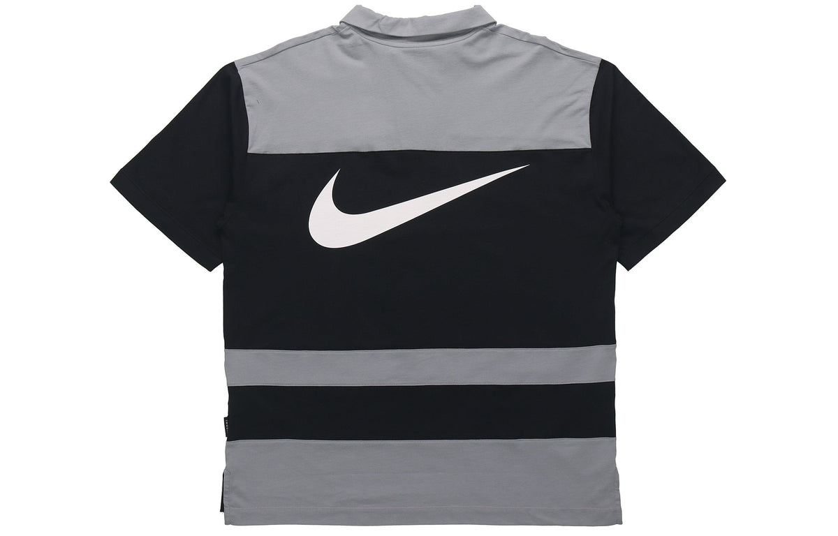 Nike Sportswear Swoosh Logo Printing Contrasting Colors Loose Polo Shirt Black DJ5370-010