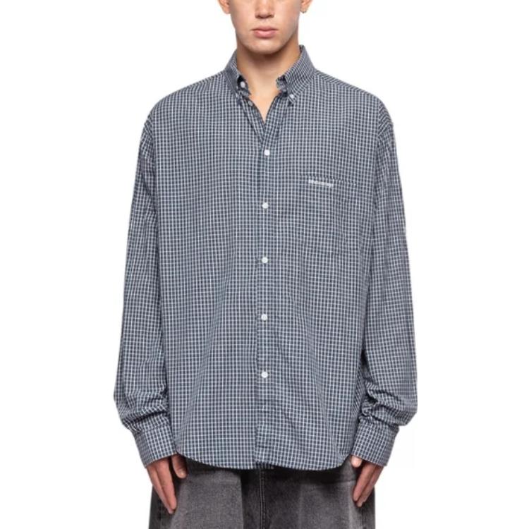 Balenciaga Checked Long Sleeve Shirt 'Blue' 690340TMM373768