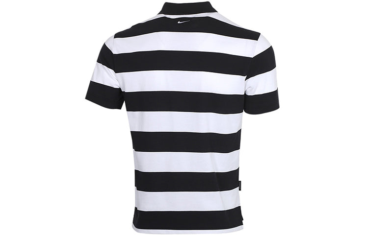 Nike Sportswear Swoosh Stripe Short Sleeve polo Black White CJ4910-011