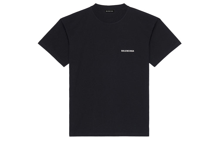 Men's Balenciaga FW21 Logo Printing Retro Short Sleeve Black 612966TIVG51070