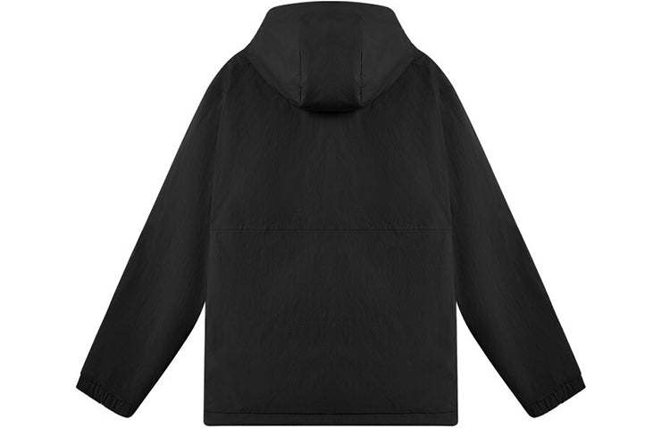 New Balance Logo Embroidered Double-Sided Hooded Jacket For Men Black AMJ11305-BK