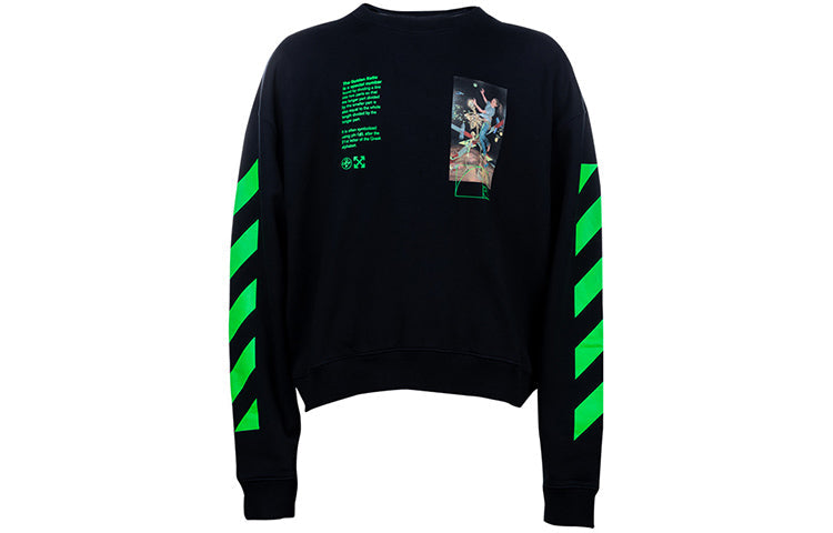 Off-White Printing Round Neck Long Sleeves Loose Fit Black OMBA035R20E300141088